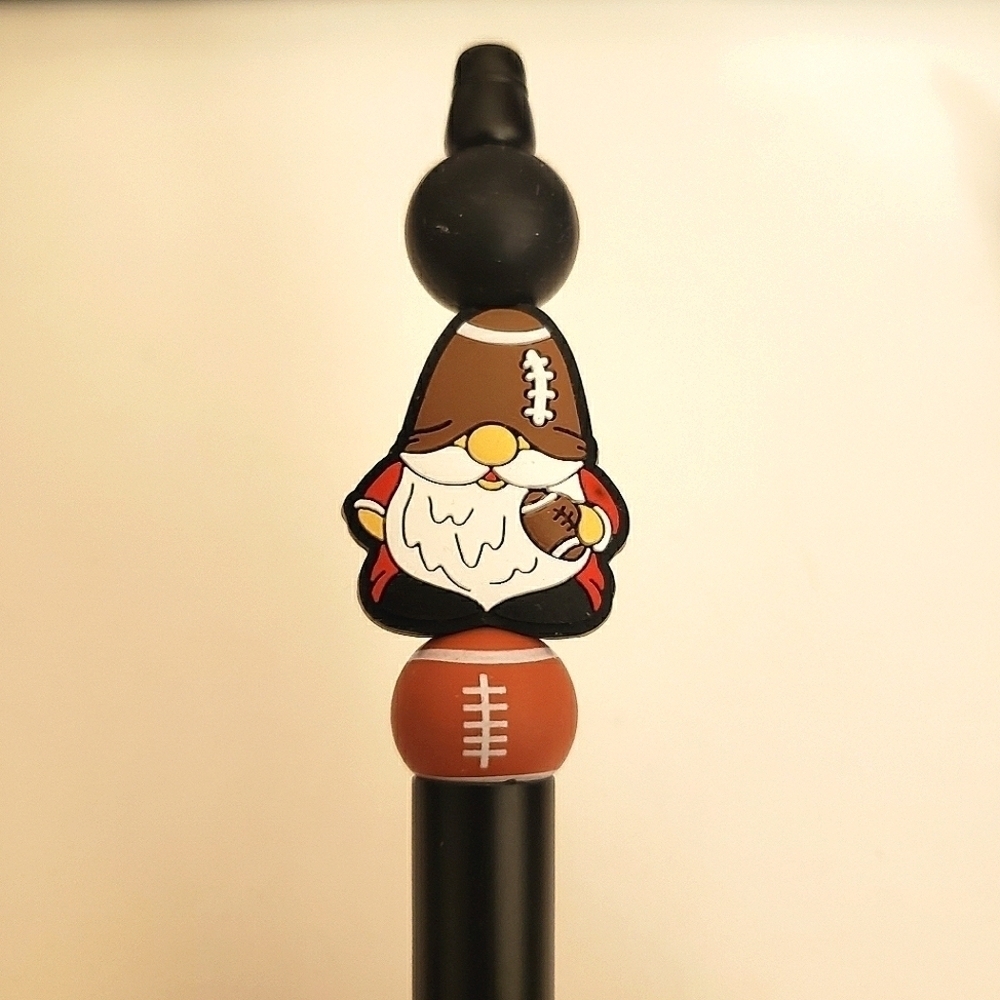 Handmade Football Gnome Beaded Silicone Focal Bead Pen